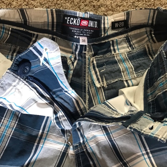 ECKO ULTD Blue Plaid Cargo W28 - Picture 3 of 7